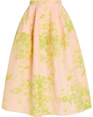 Erdem Floral-Print Woven Midi Skirt - Yellow