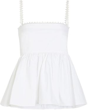 Jacquemus Le Haut Traversin Peplum Cotton-Poplin Top - White