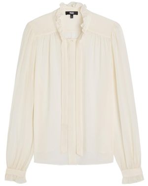 PAIGE Leya Ruffled Silk-Georgette Blouse - White