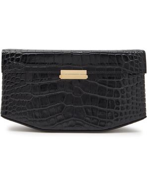 TOTEME Crocodile-Embossed Leather Shoulder Bag - Black