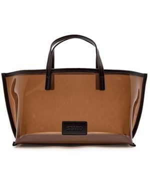 STAUD Christos Mini Leather And Pvc Tote - Brown