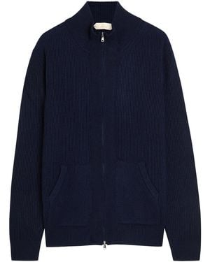 Aurélien Ribbed-Knit Wool And Cashmere-Blend Cardigan - Blue