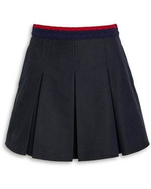 Moncler Pleated Stretch-Cotton Mini Skirt - Blue