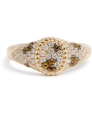Yvonne Léon Baby Chevalière Ovale Léopard 9Kt Signet Ring - Black