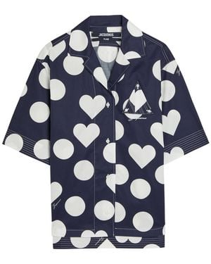 Jacquemus La Chemise Marin Polka Dot Cotton-Poplin Shirt - Blue