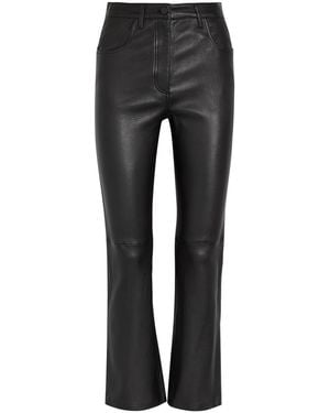 JOSEPH Duke Straight-Leg Leather Trousers - Grey