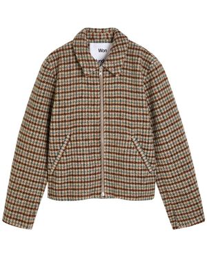 Won Hundred Dutton Houndstooth Brushed Wool-Blend Jacket - Brown