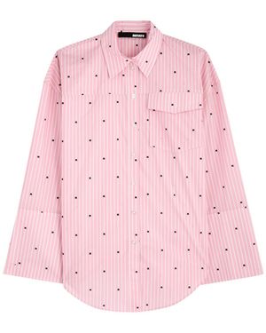 ROTATE SUNDAY Striped Logo Cotton Shirt - Pink