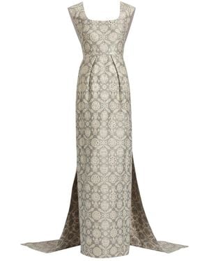 Huishan Zhang Patsy Floral-Jacquard Cotton-Blend Gown - Natural
