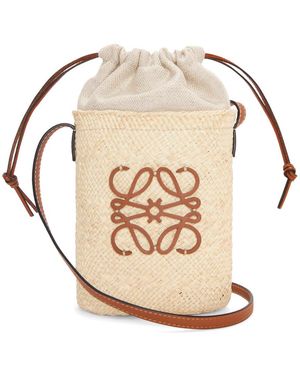 Loewe X Paula's Ibiza Logo Raffia And Cotton Cross-Body Bag - Natural
