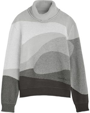 House Of Sunny Greyscale Landscape Intarsia Knitted Jumper