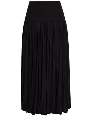 TOTEME Gathered Crepe-Jersey Midi Skirt - Black