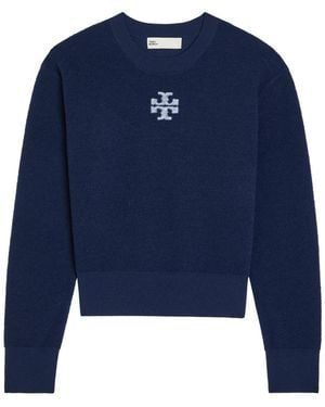 Tory Burch Logo Wool-Blend Jumper - Blue