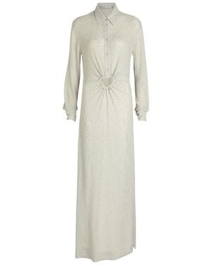 Christopher Esber Imber Cut-Out Metallic-Knit Maxi Shirt Dress - White