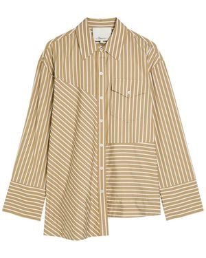 3.1 Phillip Lim Pinstriped Asymmetric Cotton-Poplin Shirt - Natural