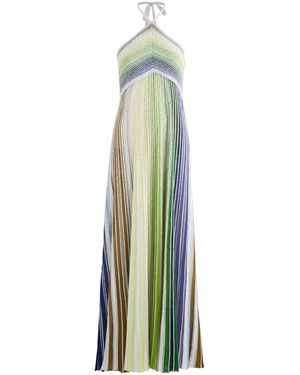 Missoni Striped Embellished Metallic-Knit Maxi Dress - Blue