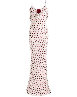 De La Vali Esperanza Polka Dot Chiffon Maxi Dress - White