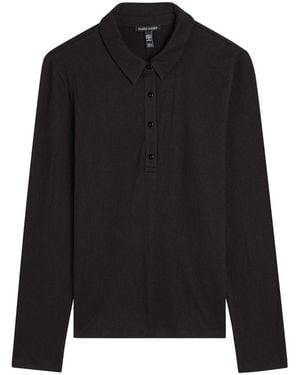 Eileen Fisher Henley Textured Cotton-Blend Polo Shirt - Black