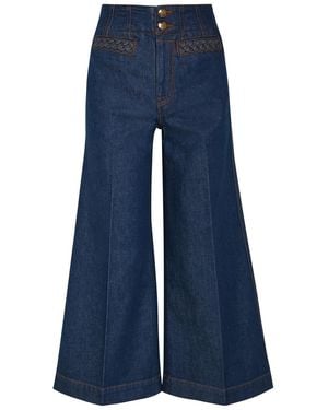 Zimmermann Aster Cropped Flared-Leg Denim Jeans - Blue