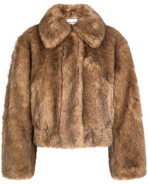 Stand Studio Lena Quilted Faux Fur Jacket - Brown