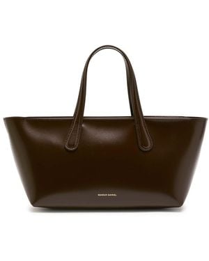 Mansur Gavriel Mini Everyday Glossed Leather Top Handle Bag - Brown