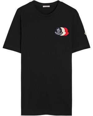 Moncler Logo-Appliqué Cotton T-Shirt - Black