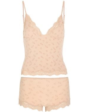 Skims Printed Stretch-Jersey Cami And Boyshort Set - Natural