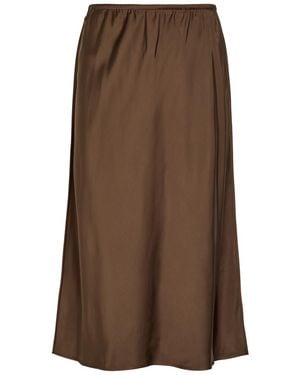 Vince Satin Slip Midi Skirt - Brown