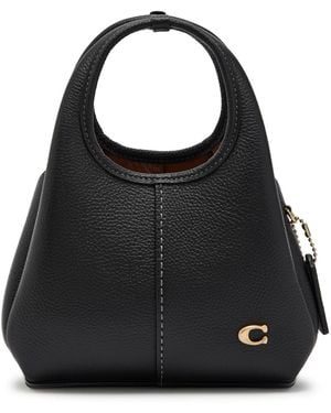 COACH Lana 19 Pebbled Leather Top Handle Bag - Black