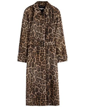 Stella McCartney Leopard-Print Belted Woven Trench Coat - Multicolour