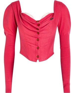 Vivienne Westwood Bea Draped Wool-Blend Corset Cardigan - Red