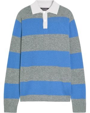Begg x Co Striped Cashmere Rugby Top - Blue