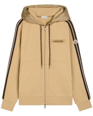 Moncler Striped-Trim Hooded Cotton Sweatshirt - Natural