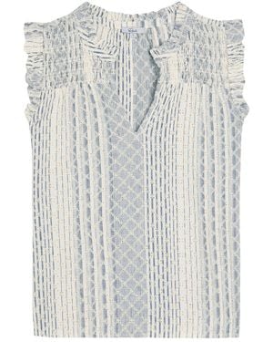 Rails Arlene Embroidered Linen-Blend Top - Gray