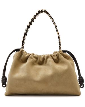 Loewe Flamenco Large Suede Shoulder Bag - Metallic