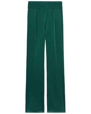 Galvan London Sculpted Flared-Leg Satin Trousers - Green