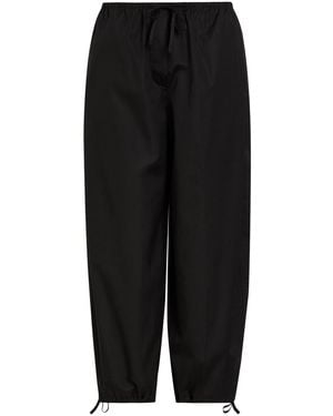 TOTEME Drawstring Barrel-Leg Cotton Pants - Black