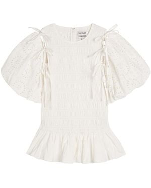 Damson Madder Becca Broderie-Anglaise Cotton Blouse - White