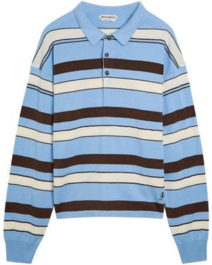 JW Anderson Striped Knit Polo Shirt - Blue