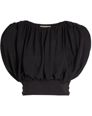 Heirlome Cummerbund Draped Silk Crop Top - Black