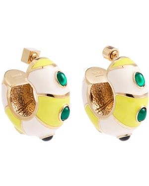 Jacquemus Les Boucles Rayures Enameled Hoop Earrings - Yellow