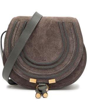 Chloé Marcie Small Suede Saddle Bag - Grey