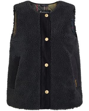 Barbour Dulsie Corduroy-Trim Fleece Gilet - Blue