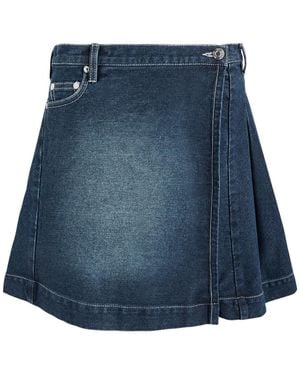 House Of Sunny Pleated Mini Wrap Skirt - Blue