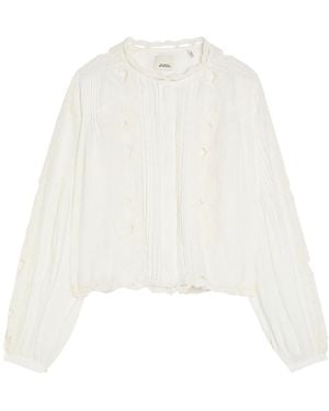 Isabel Marant Rubra Floral-Embroidered Ramie Blouse - White