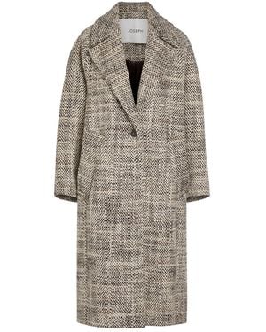 JOSEPH Florent Crosshatch Wool-Blend Coat - Grey