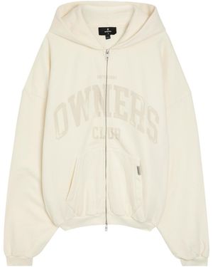 Represent Owners Printed Hooded Zip-Through Cotton Sweatshirt - Natural