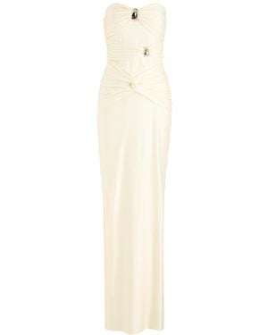 Baobab Ile Ruched Satin-Jersey Maxi Dress - White