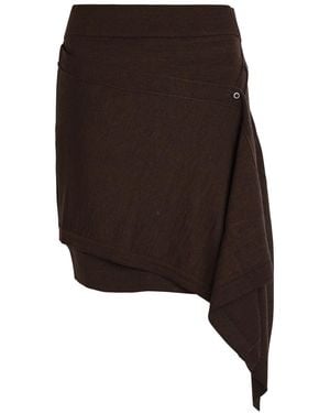 Lemaire Buttoned-Panel Fine-Knit Mini Skirt - Brown
