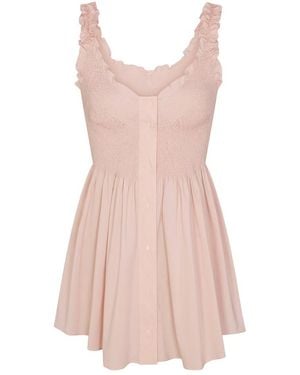 Skims Smocked Poplin Mini Dress - Pink